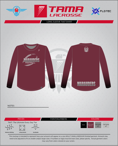 RYFL Maroon Marauders Tama Long Sleeve TekT