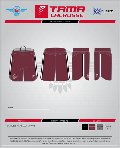 RYFL Maroon Marauders Tama Club Short w/ Pockets