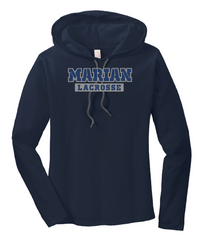 Marian Univ. Custom Ladies 100% Combed Ring Spun Cotton Long Sleeve Hooded T-Shirt